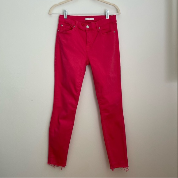 7 For All Mankind Pink Mid-Rise Skinny Leg 5 Pocket Style Jeans Size 28 - Picture 1 of 6